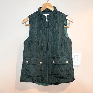 VINTAGE | dark green quilted zip up vest